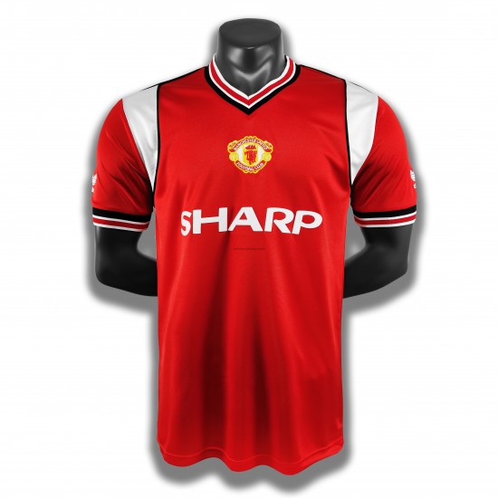 Koszulka Manchester United Retro Stroje Domowe 1985 Krótkie Rękawy