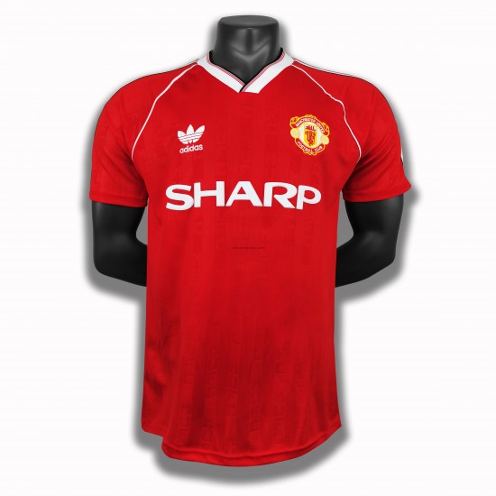 Koszulka Manchester United Retro Stroje Domowe 1988 Krótkie Rękawy