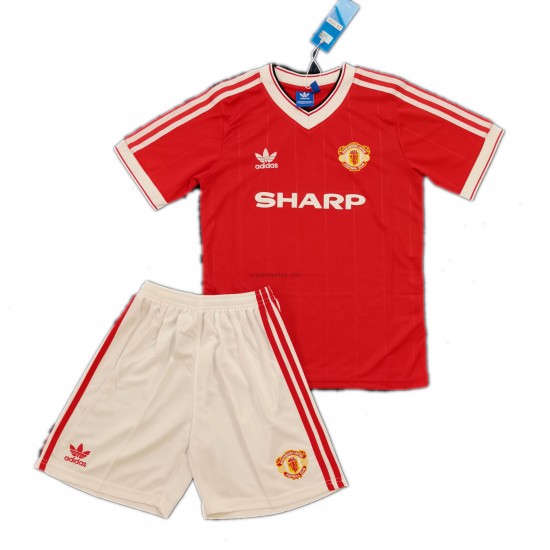 Koszulka Manchester United Retro Dziecięca Stroje Domowe 1984 Krótkie Rękawy