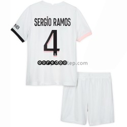 Koszulka Paris Saint-Germain Sergio Ramos 4 Dziecięca Stroje Wyjazdowe 2021-2022 Krótkie Rękawy