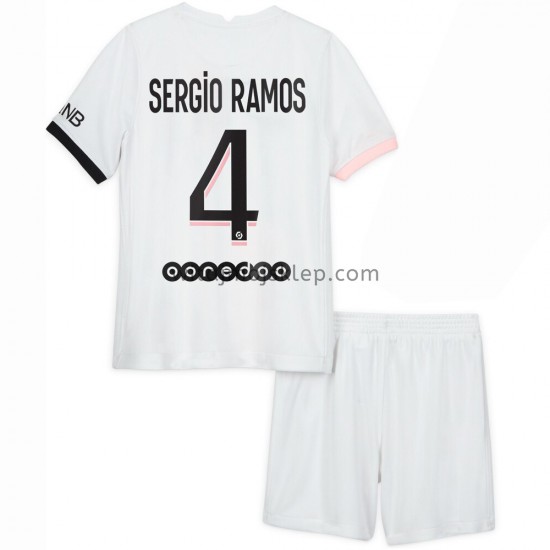 Koszulka Paris Saint-Germain Sergio Ramos 4 Dziecięca Stroje Wyjazdowe 2021-2022 Krótkie Rękawy