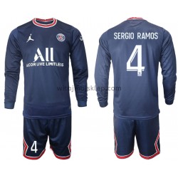 Koszulka Paris Saint-Germain Sergio Ramos 4 Dziecięca Stroje Domowe 2021-2022 Długie Rękawy