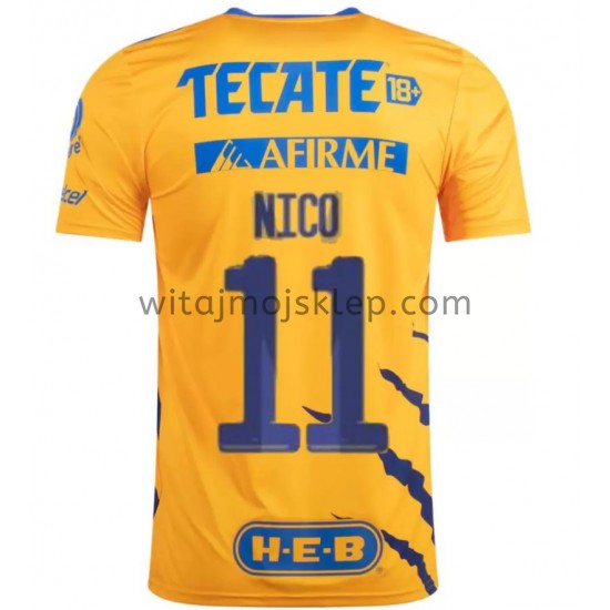 Koszulka Tigres UANL Nico Lopez 11 Stroje Domowe 2021-2022 Krótkie Rękawy