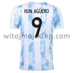 Koszulka Reprezentacja Argentyny Kun Aguero 9 Stroje Domowe 2021 Krótkie Rękawy