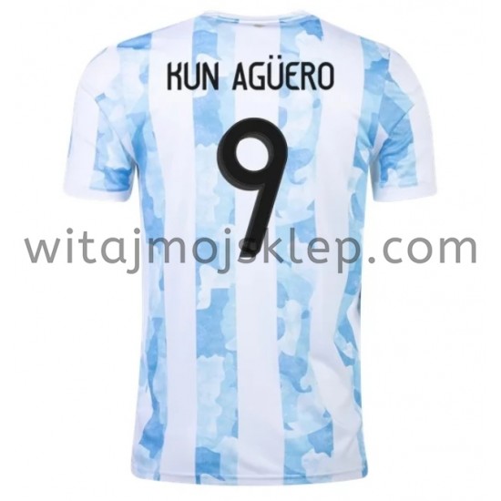 Koszulka Reprezentacja Argentyny Kun Aguero 9 Stroje Domowe 2021 Krótkie Rękawy