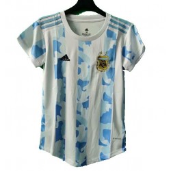 Koszulka Reprezentacja Argentyny Damska Stroje Domowe 2021 Krótkie Rękawy