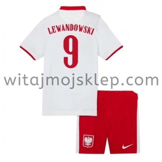 Koszulka Reprezentacja Polski Robert Lewandowski 9 Dziecięca Stroje Domowe Euro 2020 Krótkie Rękawy