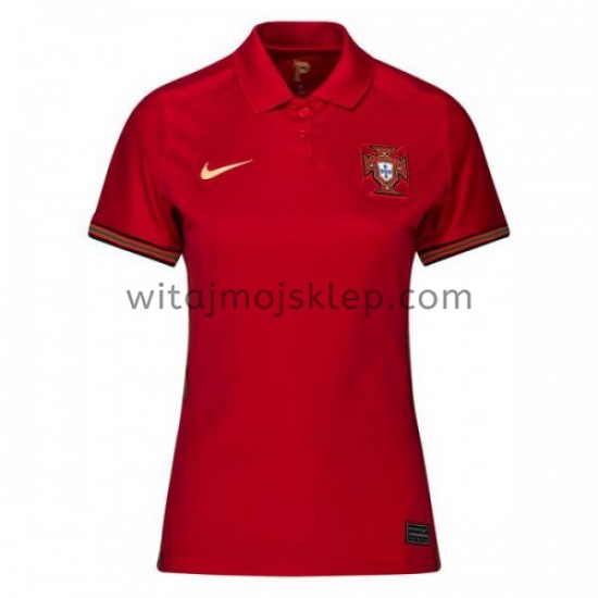 Koszulka Reprezentacja Portugalii Damska Stroje Domowe Euro 2020 Krótkie Rękawy