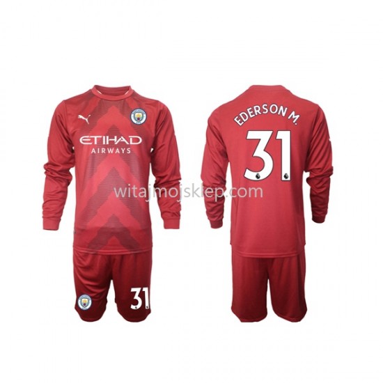 Koszulka Manchester City Ederson M 31 Bramkarskie Dziecięca Stroje Domowe 2022-2023 Długie Rękawy