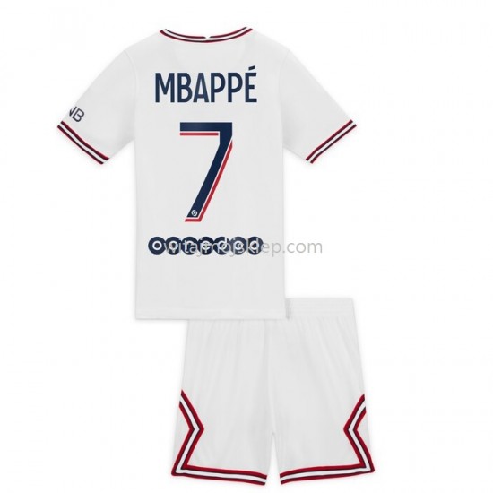 Koszulka Paris Saint-Germain Kylian Mbappe 7 Dziecięca Czwarty Strój 2021-2022 Krótkie Rękawy
