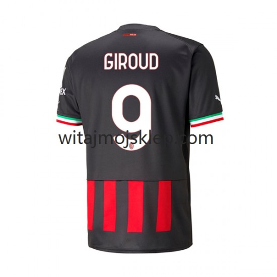 Koszulka AC Milan Olivier Giroud 9 Męska Stroje Domowe 2022-2023 Krótkie Rękawy