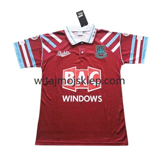 Koszulka West Ham United Retro Męska Stroje Domowe 1991-1992 Krótkie Rękawy