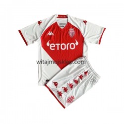 Koszulka AS Monaco Dziecięca Stroje Domowe 2022-2023 Krótkie Rękawy