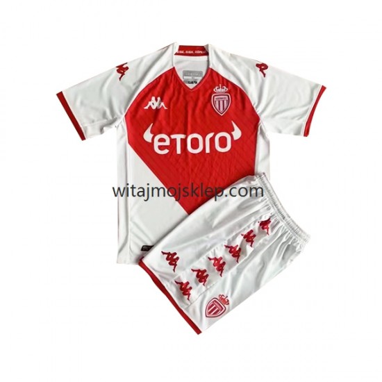 Koszulka AS Monaco Dziecięca Stroje Domowe 2022-2023 Krótkie Rękawy