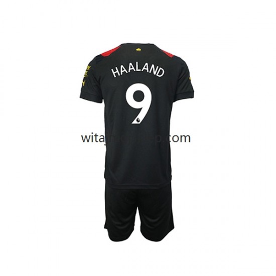 Koszulka Manchester City Haaland 9 Męska Dziecięca Stroje Wyjazdowe 2022-2023 Krótkie Rękawy