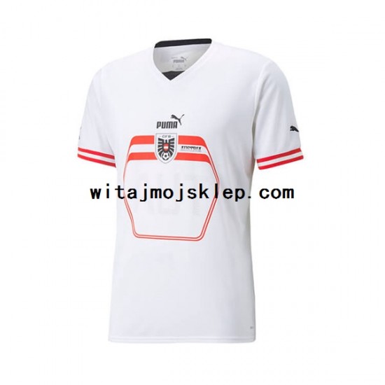 Koszulka Reprezentacja Austrii Męska Stroje Wyjazdowe 2022 Krótkie Rękawy