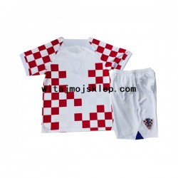 Koszulka Reprezentacja Chorwacji Dziecięca Stroje Domowe World Cup 2022 Krótkie Rękawy