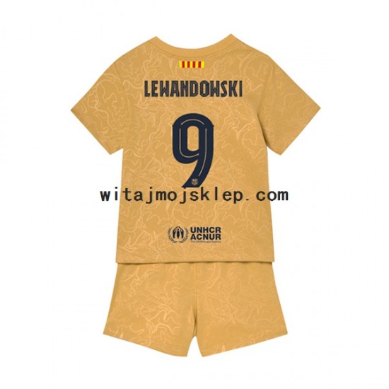 Koszulka FC Barcelona Lewandowski 9 Dziecięca Stroje Wyjazdowe 2022-2023 Krótkie Rękawy
