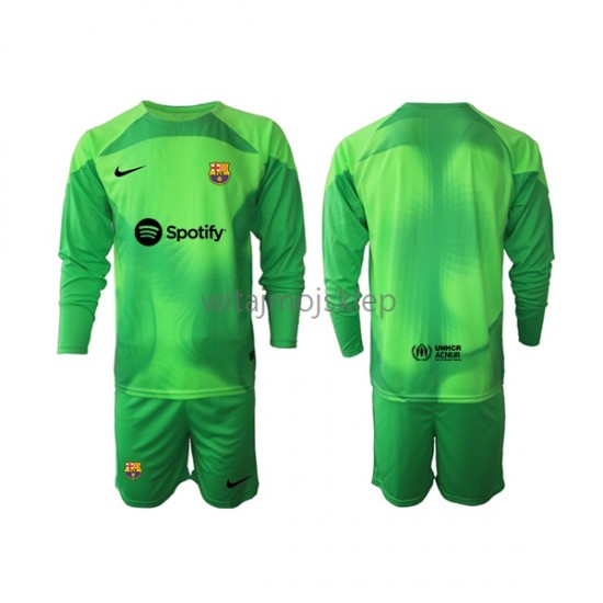 Koszulka FC Barcelona Bramkarskie Dziecięca Stroje Domowe 2022-2023 Długie Rękawy