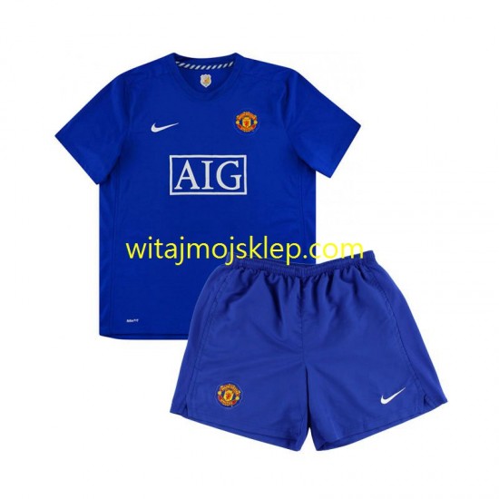 Koszulka Manchester United Retro Dziecięca Stroje Wyjazdowe 2008 Krótkie Rękawy