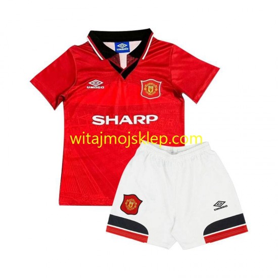 Koszulka Manchester United Retro Dziecięca Stroje Domowe 1994 Krótkie Rękawy
