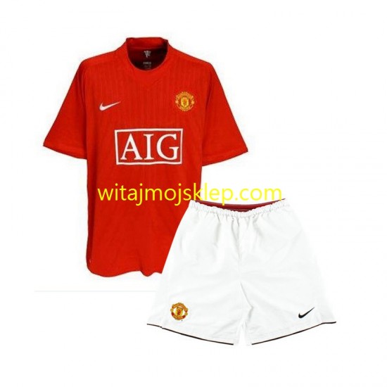 Koszulka Manchester United 2007 Retro Dziecięca Stroje Domowe Krótkie Rękawy